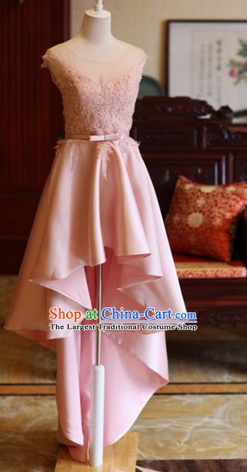 Handmade Pink Lace Formal Dress Compere Costume Catwalks Angel Evening Dress for Women