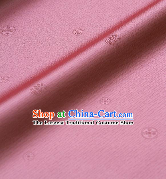 Asian Traditional Classical Pattern Peach Pink Silk Drapery Korean Hanbok Palace Brocade Fabric