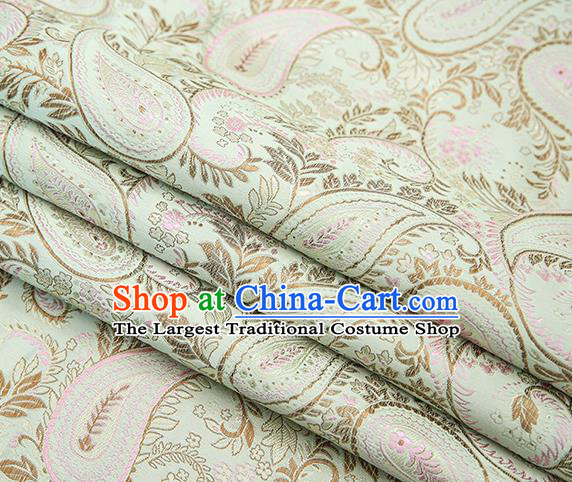 Traditional Chinese Tang Suit Light Green Brocade Fabric Classical Loquat Flowers Pattern Design Material Satin Drapery