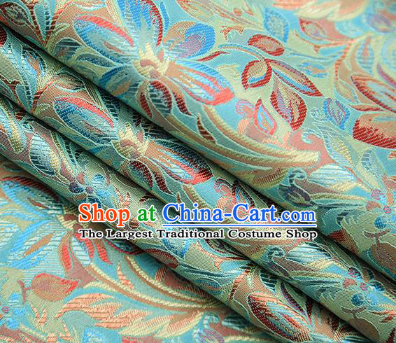 Traditional Chinese Tang Suit Light Green Brocade Fabric Classical Petunia Pattern Design Satin Material Drapery