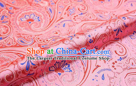 Chinese Traditional Satin Classical Loquat Flower Pattern Design Light Pink Brocade Fabric Tang Suit Material Drapery