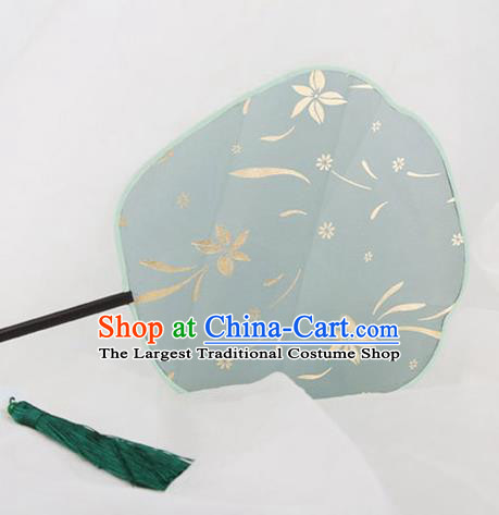 Traditional Chinese Crafts Palace Green Silk Fans Round Fans Ancient Princess Gilding Fan for Women