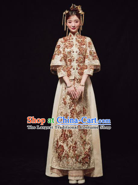 Chinese Traditional Wedding Costumes Embroidered Xiuhe Suits Ancient Bride Dress for Women