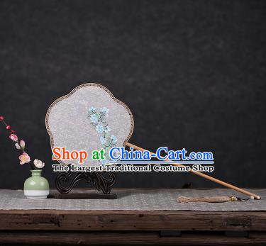 Chinese Traditional Palace Fans Hanfu Hand Painting Round Fans Ancient White Silk Fan for Women