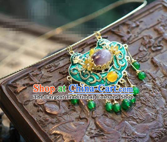 chinese Traditional Palace Cloisonne Necklace Ancient Bride Hanfu Jewelry Accessories for Women