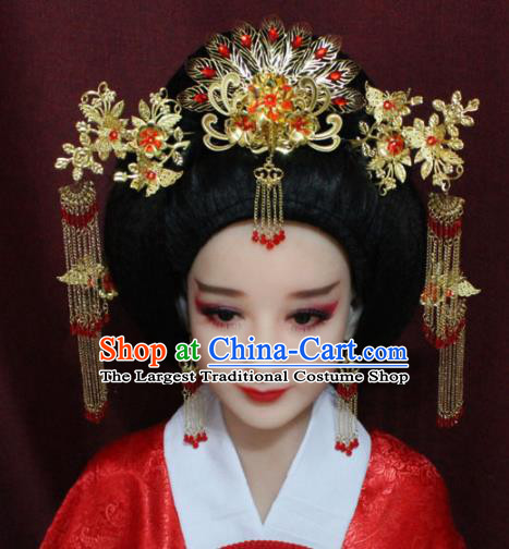 Chinese Ancient Imperial Consort Headdress Tang Dynasty Palace Wedding Hairpins Complete Set for Women