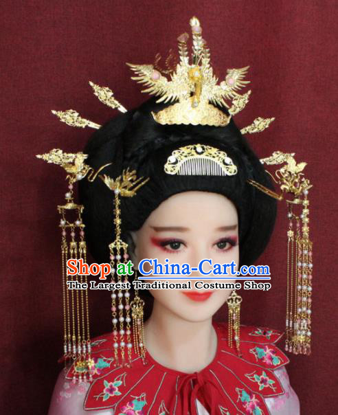 Chinese Ancient Queen Phoenix Headdress Tang Dynasty Empress Coronet Hairpins Complete Set for Women