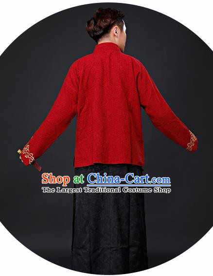 Chinese Ancient Republican Period Drama Childe Costumes Long Robe and Mandarin Jacket for Men