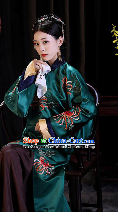 Chinese Ancient Palace Lady Clothing Qing Dynasty Drama Manchu Imperial Consort Embroidered Costumes for Women