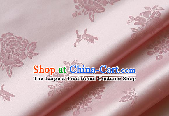 Traditional Asian Classical Cloth Drapery Pink Brocade Korean Hanbok Palace Satin Silk Fabric