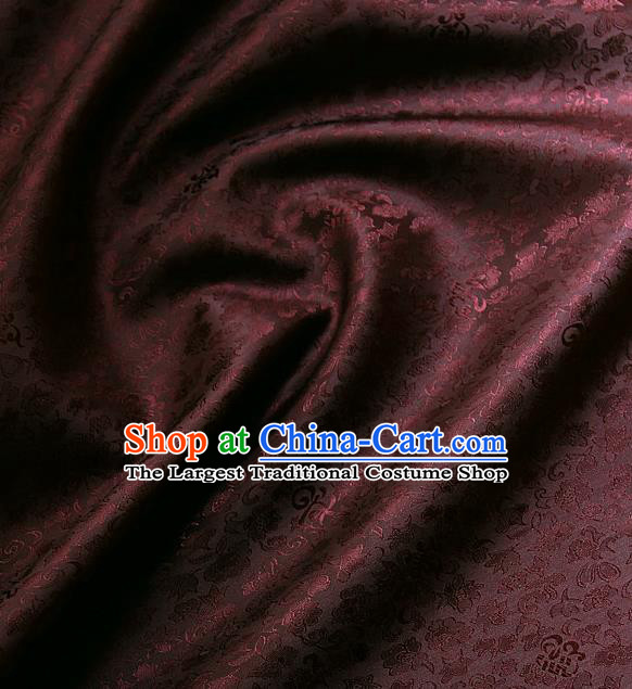 Traditional Asian Classical Pattern Cloth Drapery Dark Red Brocade Korean Hanbok Palace Satin Silk Fabric