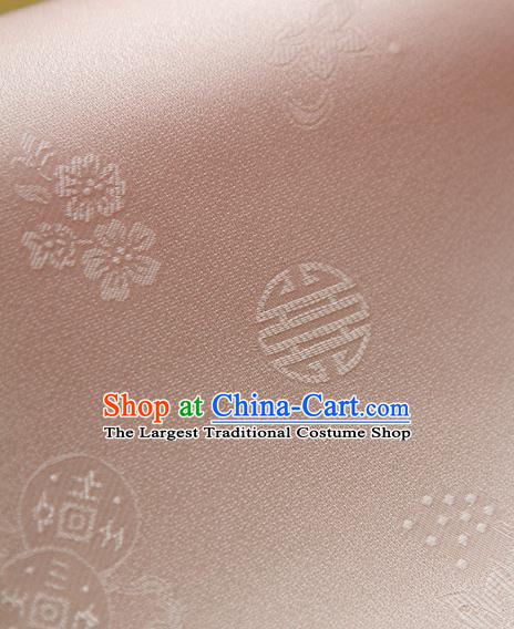 Traditional Asian Classical Pattern Cloth Drapery Pink Brocade Korean Hanbok Palace Satin Silk Fabric