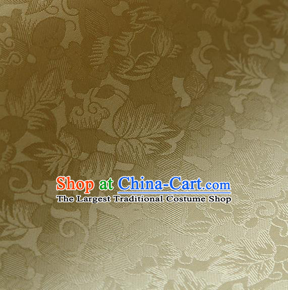 Traditional Asian Classical Pattern Golden Brocade Cloth Drapery Korean Hanbok Palace Satin Silk Fabric