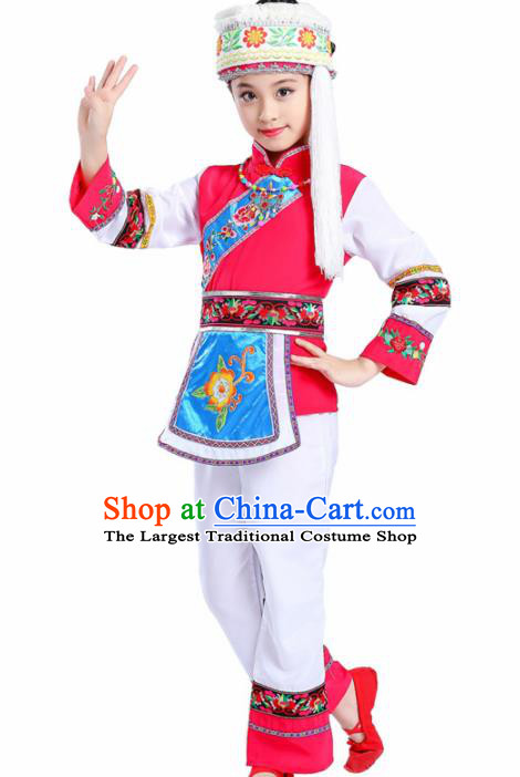 Chinese Traditional Bai Minority Folk Dance Clothing Ethnic Dance Costumes for Kids