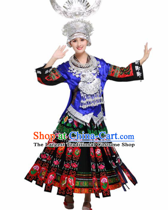 Chinese Hmong Ethnic Minority Dress Traditional Miao Nationality Folk Dance Costumes for Women