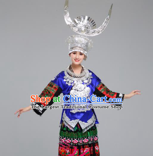 Chinese Hmong Ethnic Minority Dress Traditional Miao Nationality Folk Dance Costumes for Women
