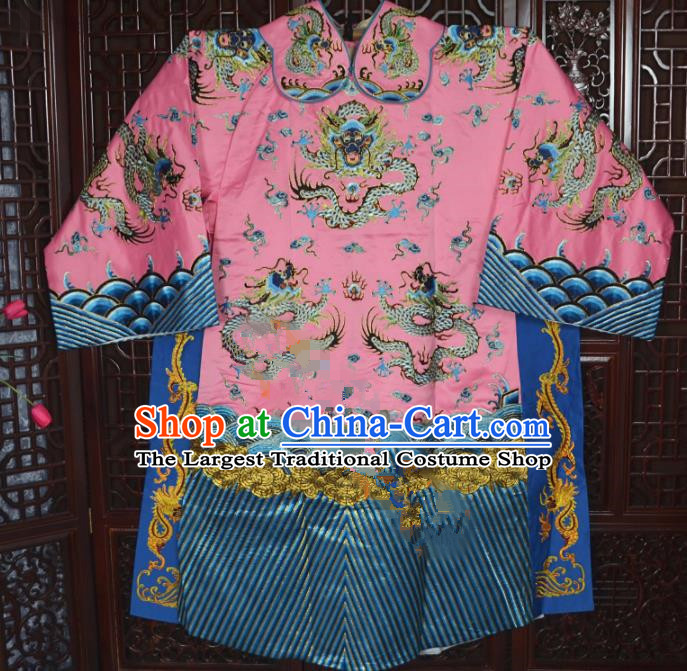 Top Grade Chinese Beijing Opera Costumes Peking Opera Minister Pink Embroidered Robe for Adults