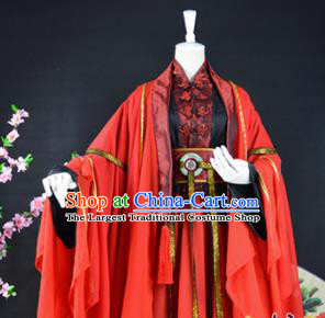 Traditional Chinese Cosplay Princess Wedding Costumes Ancient Swordswoman Red Hanfu Dress for Women