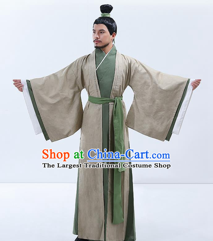 Traditional Chinese Zhou Dynasty Confucian Scholar Costumes Ancient Drama Clothing for Men