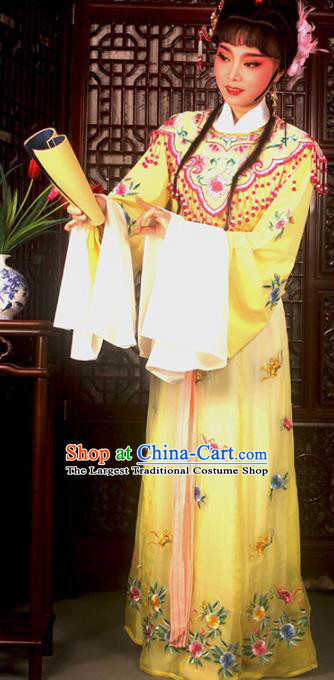 Traditional Chinese Peking Opera Actress Costumes Ancient Peri Princess Yellow Dress for Adults