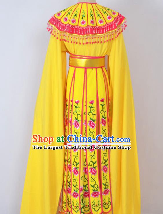 Chinese Ancient Palace Princess Embroidered Yellow Dress Traditional Peking Opera Actress Costumes for Adults