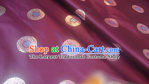 Traditional Chinese Royal Coins Pattern Purple Brocade Tang Suit Fabric Silk Fabric Asian Material