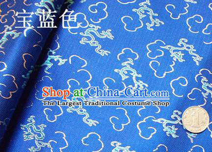 Traditional Chinese Royal Dragons Pattern Royalblue Brocade Tang Suit Fabric Silk Fabric Asian Material