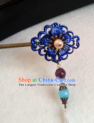 Traditional Chinese Ancient Princess Tassel Blueing Hairpins Hair Accessories for Women