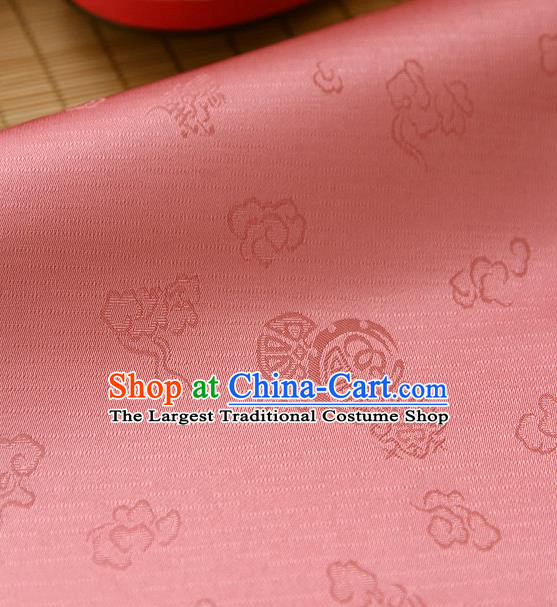 Traditional Asian Classical Pattern Watermelon Red Brocade Cloth Drapery Korean Hanbok Palace Satin Silk Fabric