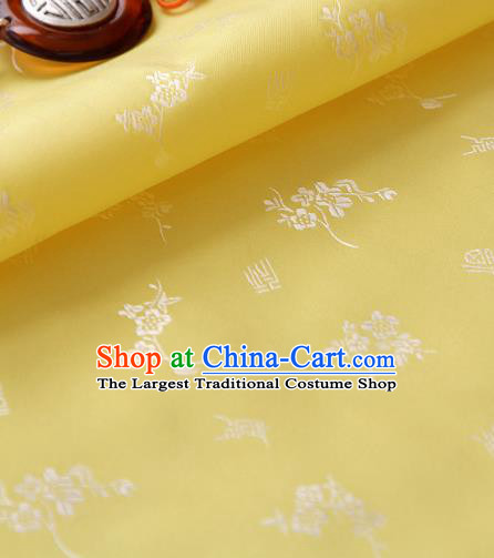 Traditional Asian Classical Pattern Yellow Brocade Cloth Drapery Korean Hanbok Palace Satin Silk Fabric