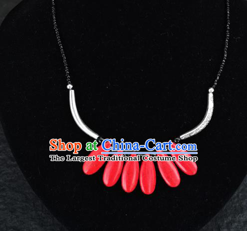 Chinese Traditional Jewelry Accessories Yunnan National Red Necklace for Women