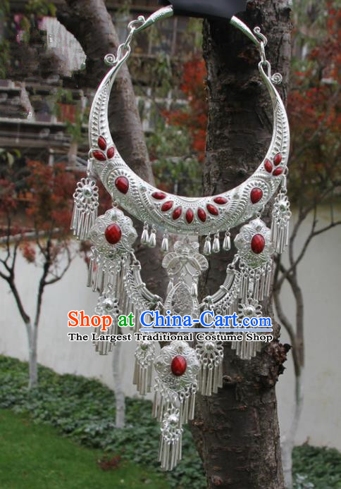 Chinese Traditional Jewelry Accessories Yunnan Miao Minority Sliver Necklace for Women