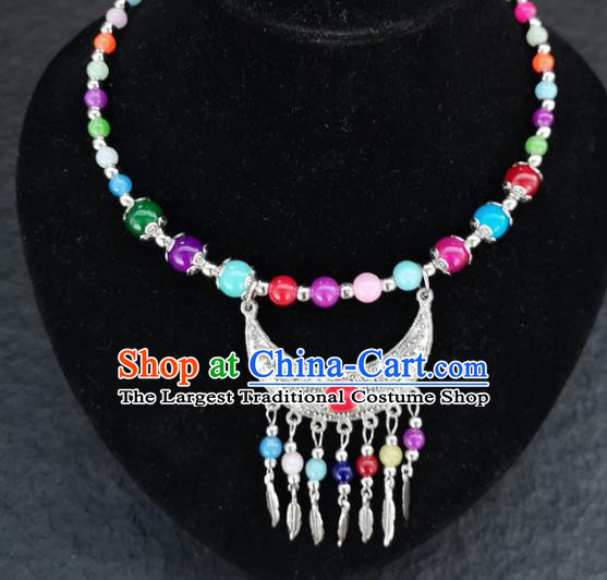 Chinese Traditional Minority Colorful Beads Necklace Ethnic Folk Dance Accessories for Women