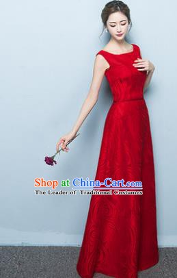 Professional Modern Dance Costume Chorus Group Clothing Bride Wine Red Long Full Dress for Women