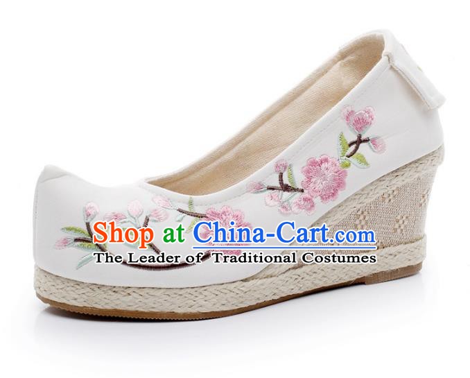 Asian Chinese Wedding Shoes Princess Shoes, Traditional China Handmade Hanfu Embroidered Shoes