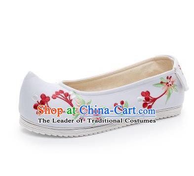 Asian Chinese Wedding Shoes Princess Shoes, Traditional China Handmade Hanfu Blue Embroidered Shoes
