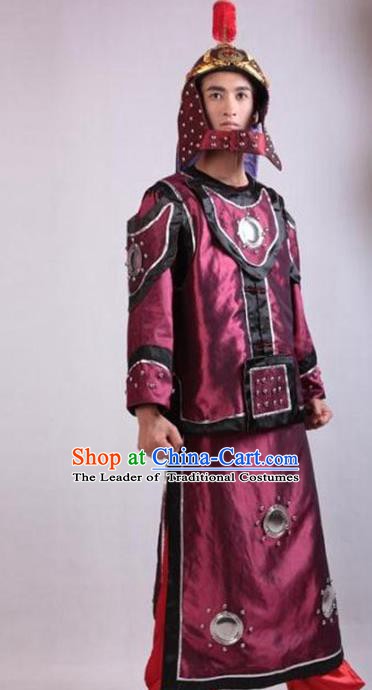 Traditional Ancient Chinese General Qing Dynasty Soldier Helmet and Armour Clothing for Men