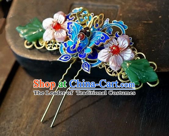 Chinese Handmade Classical Hair Accessories Ancient Hanfu Cloisonne Hairpins Hair Clip for Women