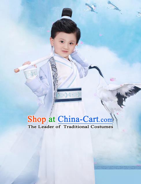 Traditional Chinese Tang Dynasty Prince Costume Ancient Nobility Childe Clothing and Headpiece for Kids