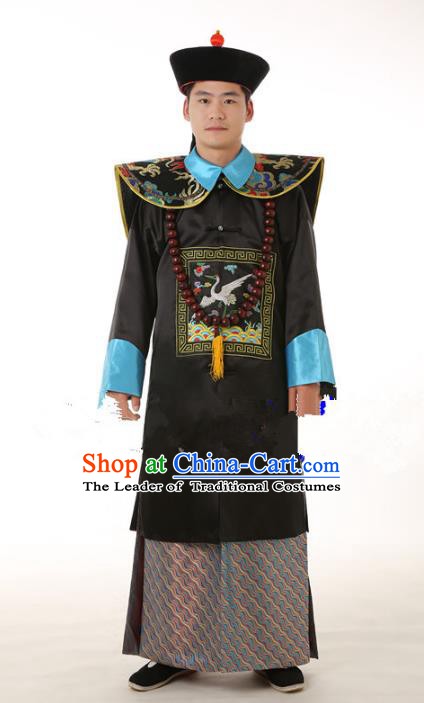 Traditional China Ancient Qing Dynasty Manchu Royal Highness Costume Minister Gwanbok for Men