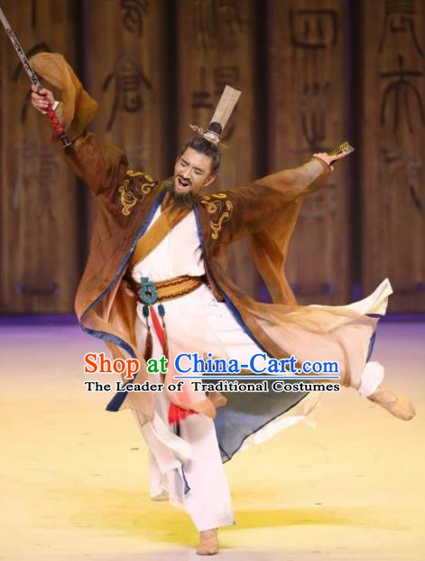Traditional Chinese Stage Performance Costume Ancient Han Dynasty Chancellor Clothing for Men