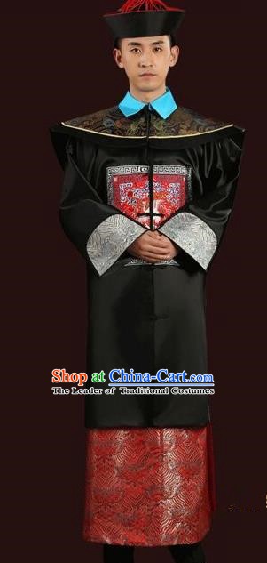 Traditional China Ancient Qing Dynasty Royal Highness Costume Manchu Minister Gwanbok for Men