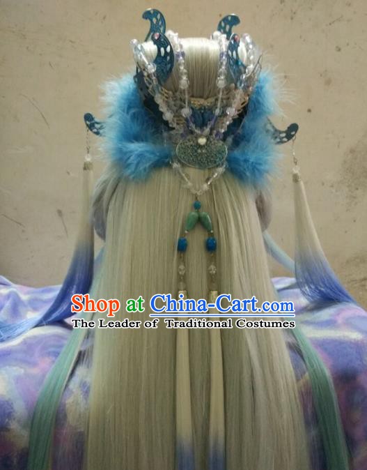 Ancient Chinese Costume hanfu Chinese Wedding Dress traditional china Cosplay Swordsman Wig Clothing Headwear