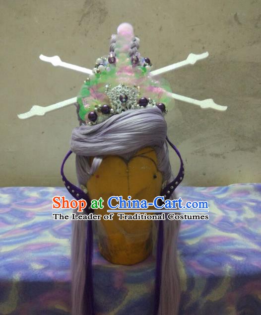 Traditional China Ancient Cosplay Fairy Wig and Hair Accessories Hairpins for Women