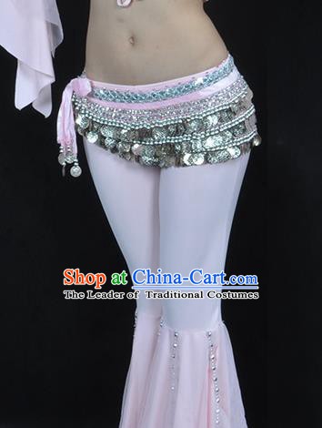 Asian Indian Belly Dance Argent Paillette Waistband Accessories India National Dance Pink Belts for Women