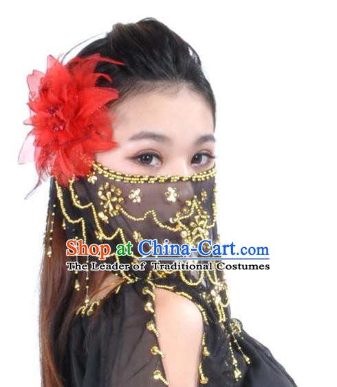 Asian Indian Belly Dance Black Veil India National Dance Mask Veil for Women