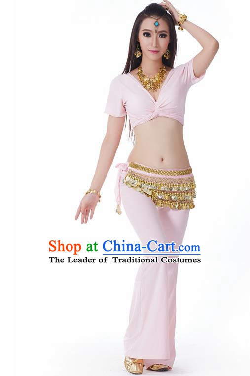 Asian Indian Belly Dance Costume Stage Performance Yoga Pink Outfits, India Raks Sharki Dress for Women