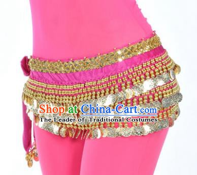 Asian Indian Belly Dance Paillette Rosy Waist Accessories Waistband India Raks Sharki Belts for Women