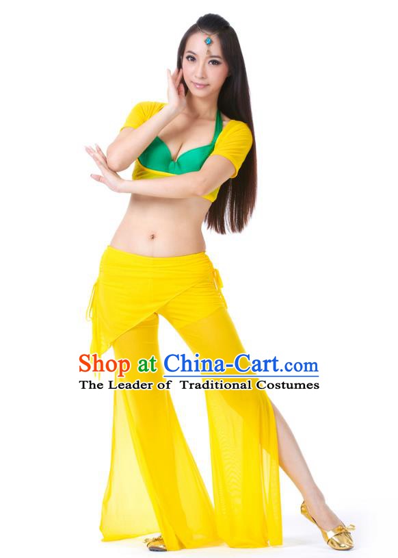 Asian Indian Belly Dance Yellow Uniform India Raks Sharki Dress Oriental Dance Clothing for Women