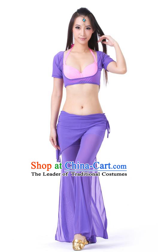 Asian Indian Belly Dance Bluish Violet Uniform India Raks Sharki Dress Oriental Dance Clothing for Women